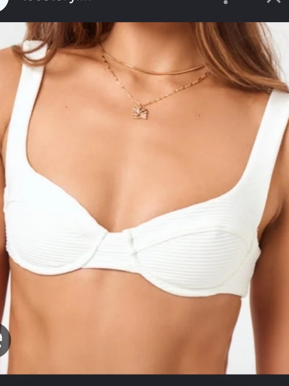 l*space Cream Ribbed Underwire Bikini Top